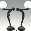 Art Deco style pair of lamps nude with globe Clarté LUEUR LUMINEUSE 38 cm.