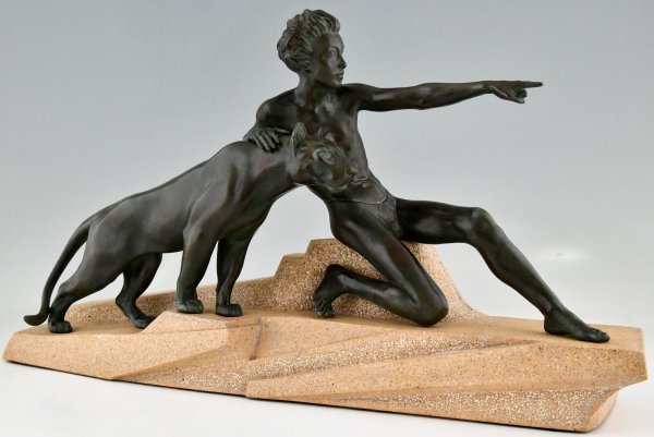Art Deco man with panther Max Le Verrier