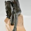 Art Deco sculpture young man with panther.