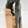 Art Deco sculpture young man with panther.