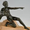 Art Deco sculptuur jonge man met panter