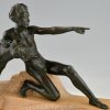 Art Deco sculpture young man with panther.