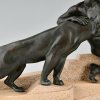 Art Deco sculpture young man with panther.