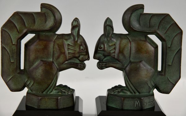 Art Deco squirrel bookends