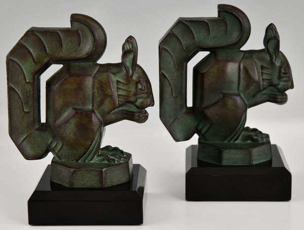 Art Deco squirrel bookends