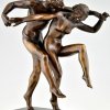 Art Nouveau bronze sculpture dancing nude couple