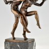 Art Nouveau bronze sculpture dancing nude couple