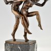 Sculpture en bronze Art Nouveau couple nu dansant