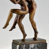 Art Nouveau bronze sculpture dancing nude couple