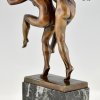 Art Nouveau bronze sculpture dancing nude couple