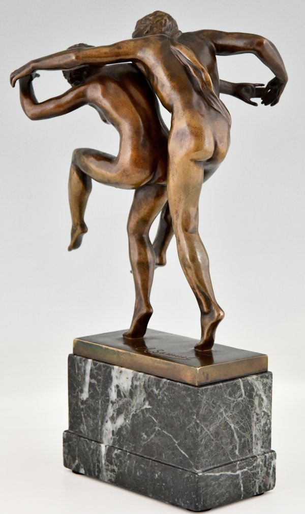 Art Nouveau bronzen sculptuur dansend paar