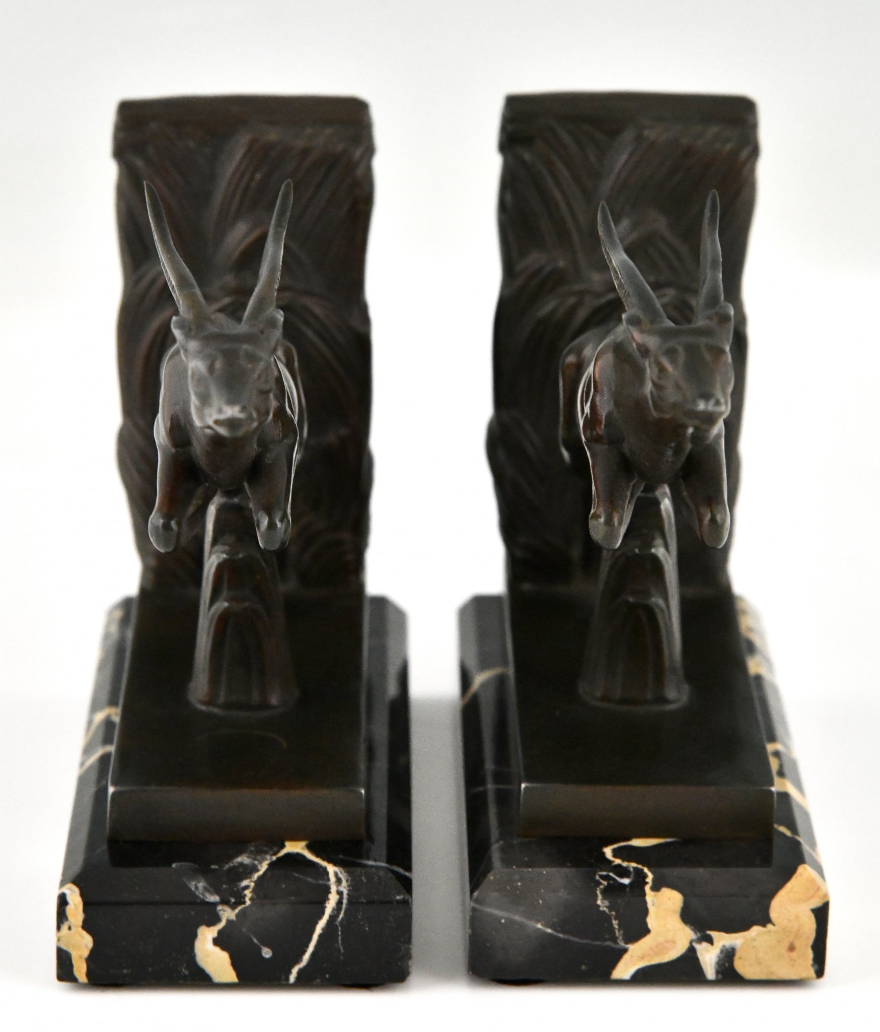 Art Deco leaping deer bookends Deconamic