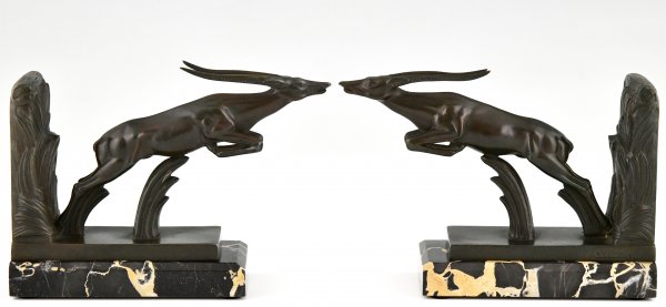 Art Deco leaping deer bookends