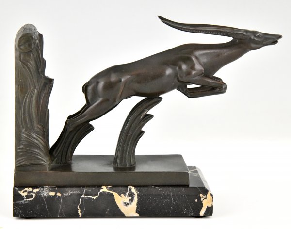 Art Deco leaping deer bookends