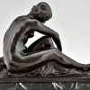 Art Deco bronzen sculptuur badend naakt