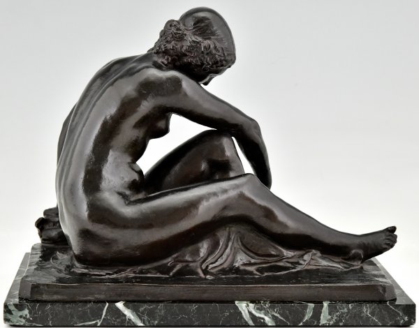 Art Deco Bronze Skulptur badende Frau