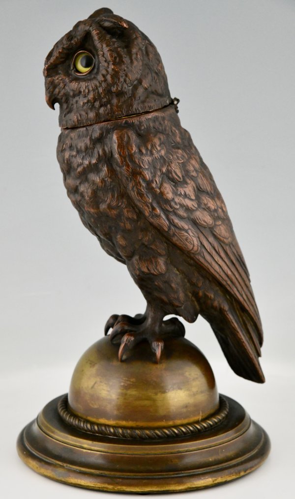 Large antique owl tobacco jar.