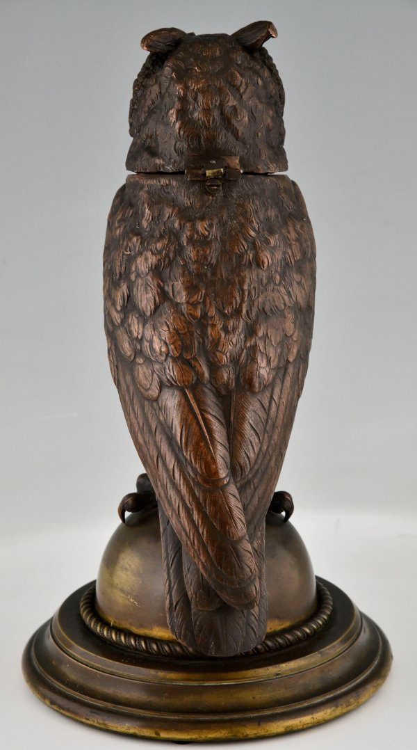 Large antique owl tobacco jar.