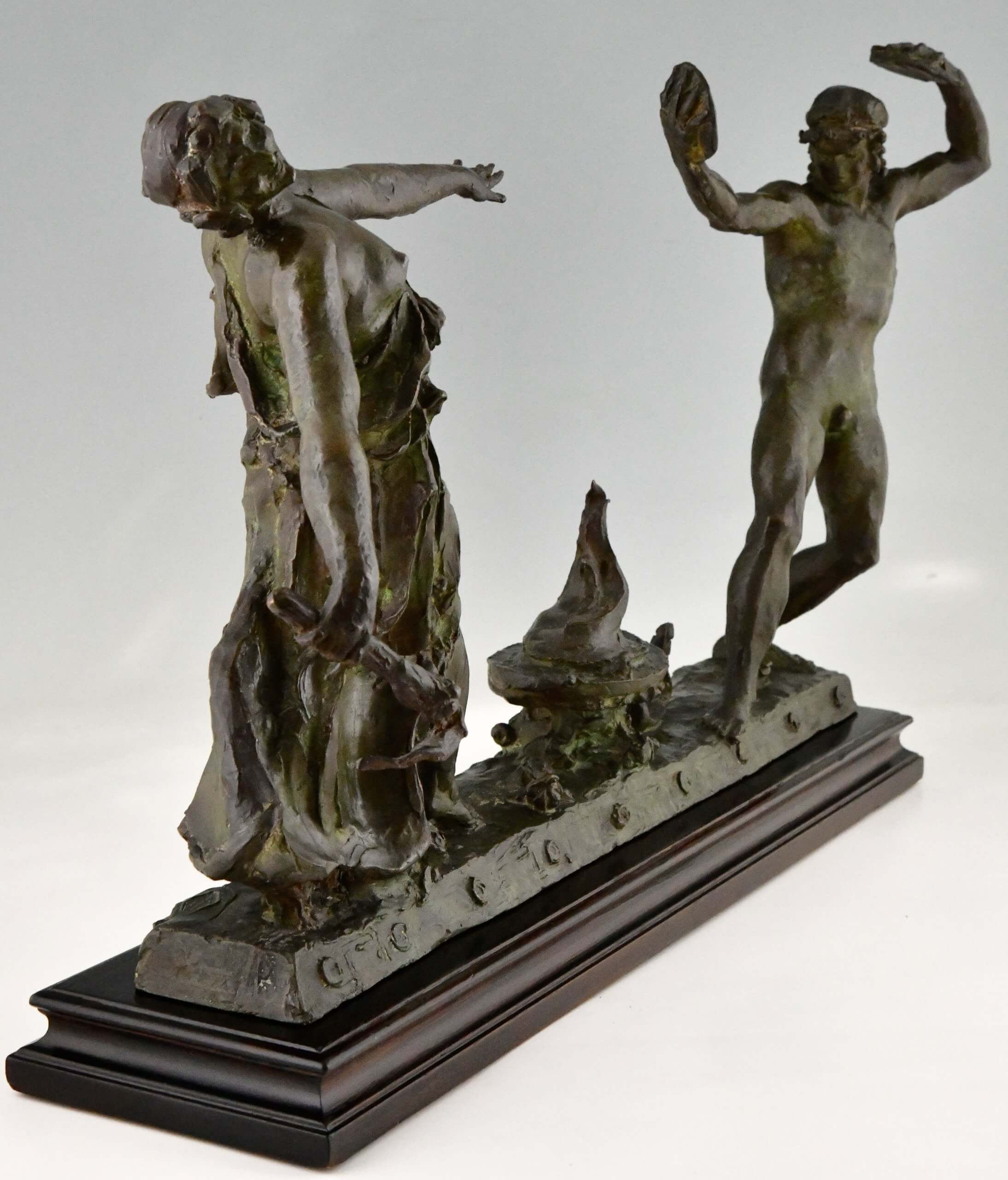 Art Deco bronzen sculptuur de vuurdansers
