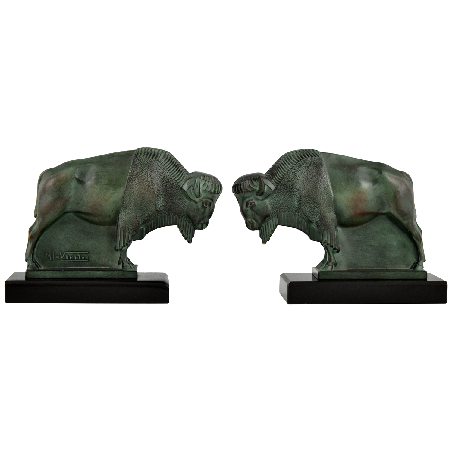 Max Le Verrier bison bookends art deco