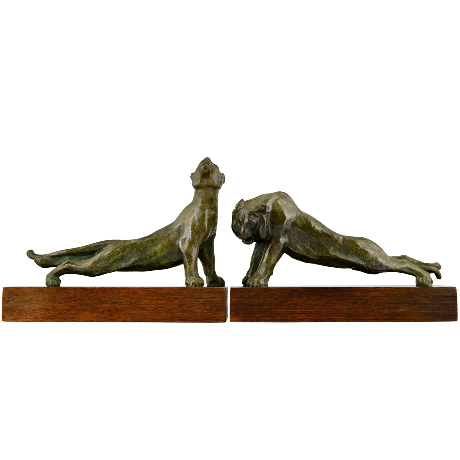Art Deco bronze bookends panther and tiger. Waldmann panther tiger bookends Art Deco
