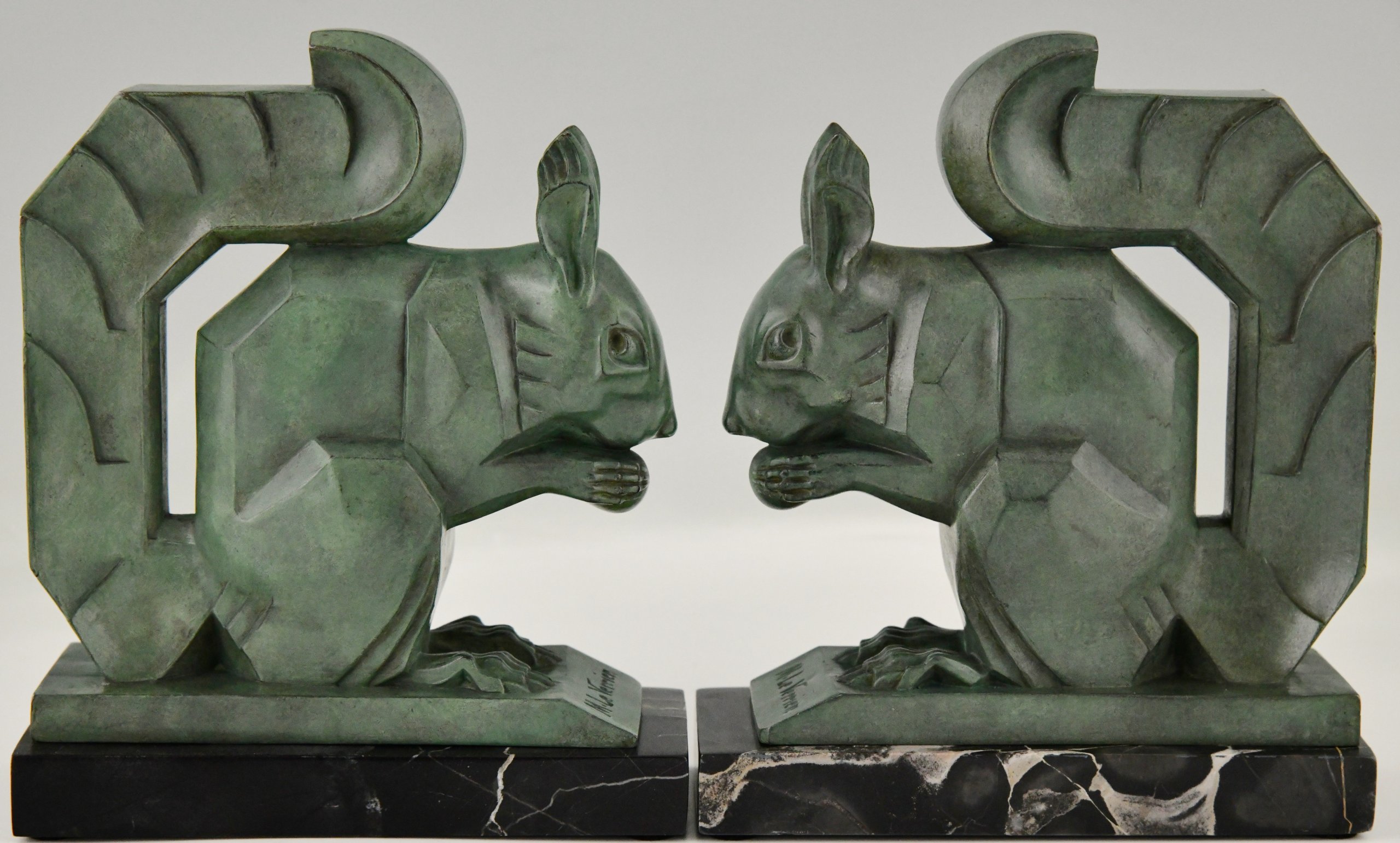 Art Deco squirrel bookends, largest size