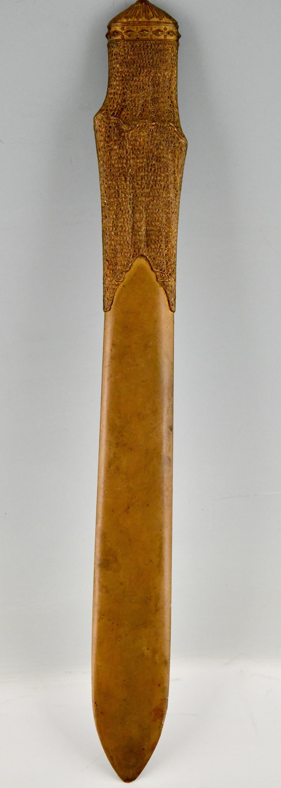 Art nouveau bronze bookmark knight in chain mail