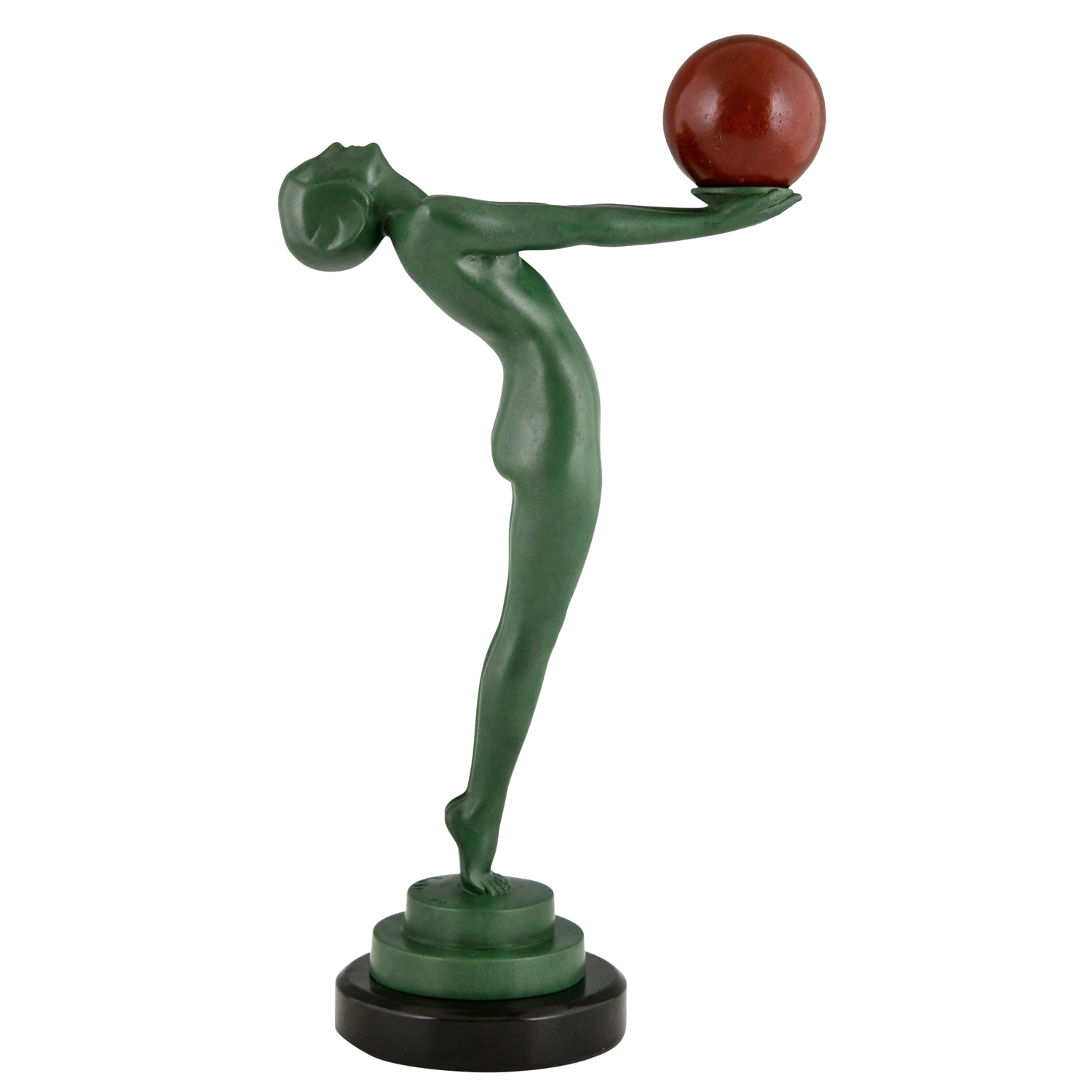 Max Le Verrier sculpture Art Deco nude with ball