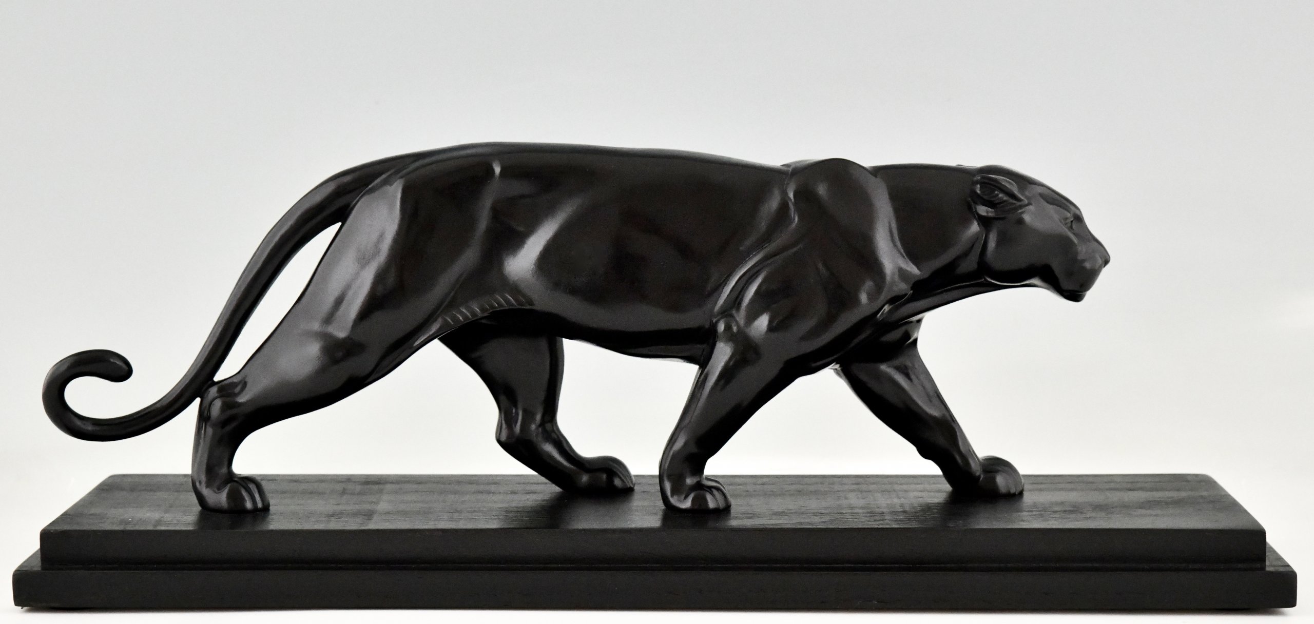 Antique Zoomorphic Sculpture Black Panther Art Deco