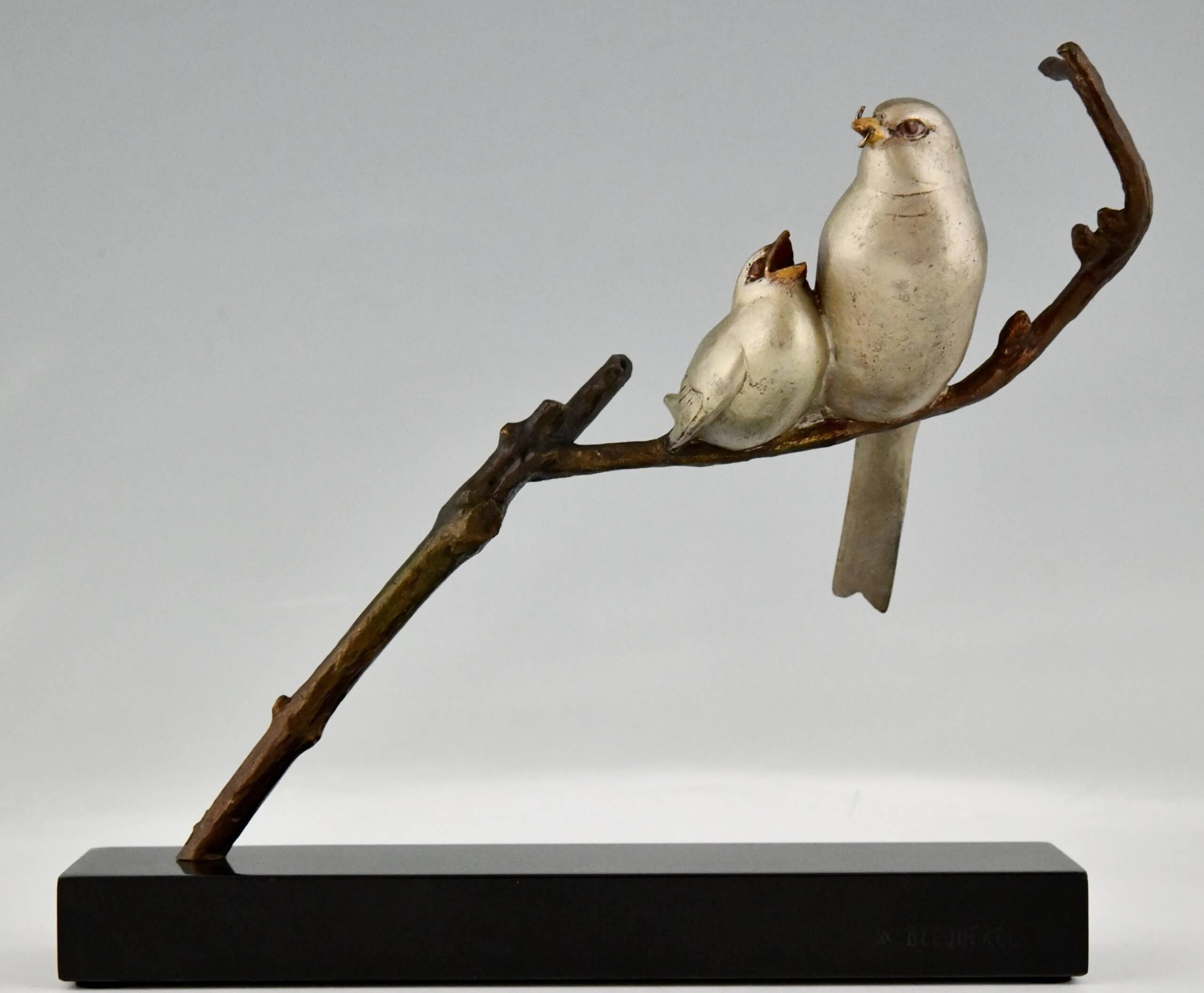 Art Deco Skulptur Vögel auf einem Ast