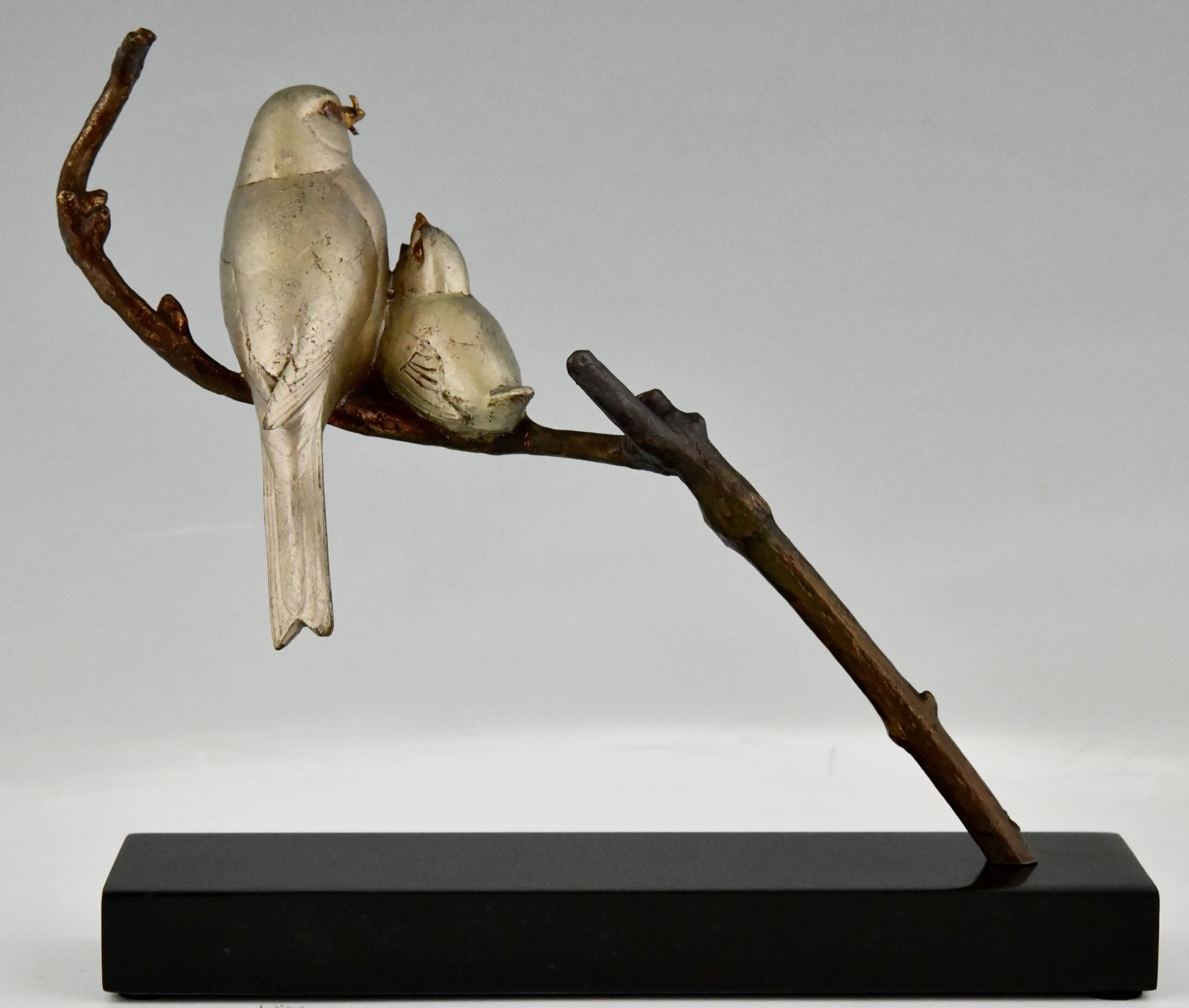 Art Deco Skulptur Vögel auf einem Ast