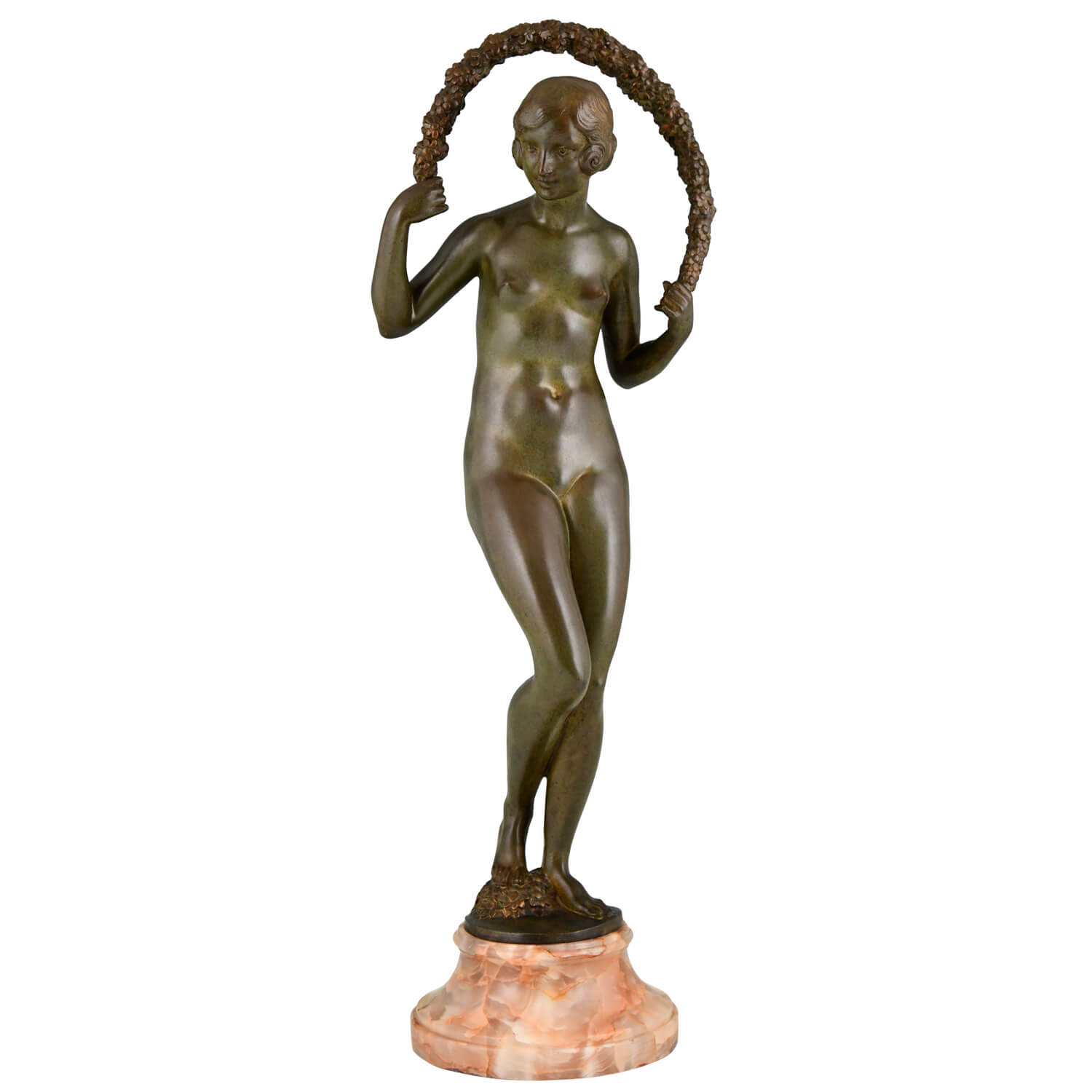 Descomps Art Deco bronze nude sculpture