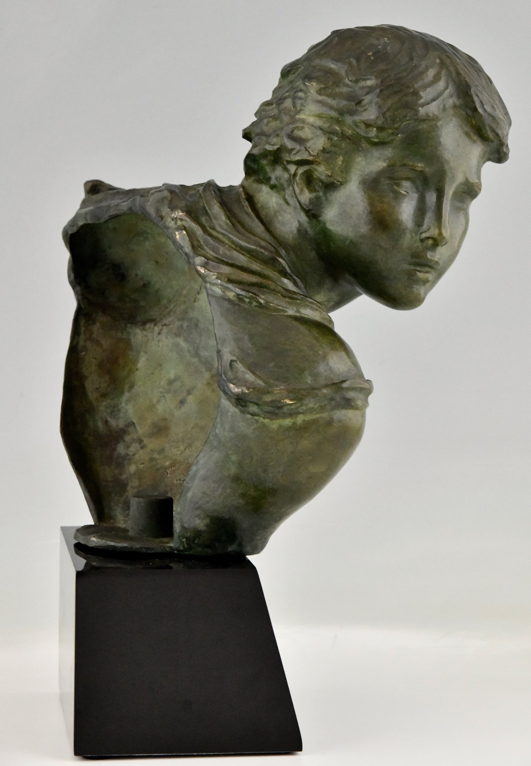 Art Deco bronze sculpture bust of a boy.  