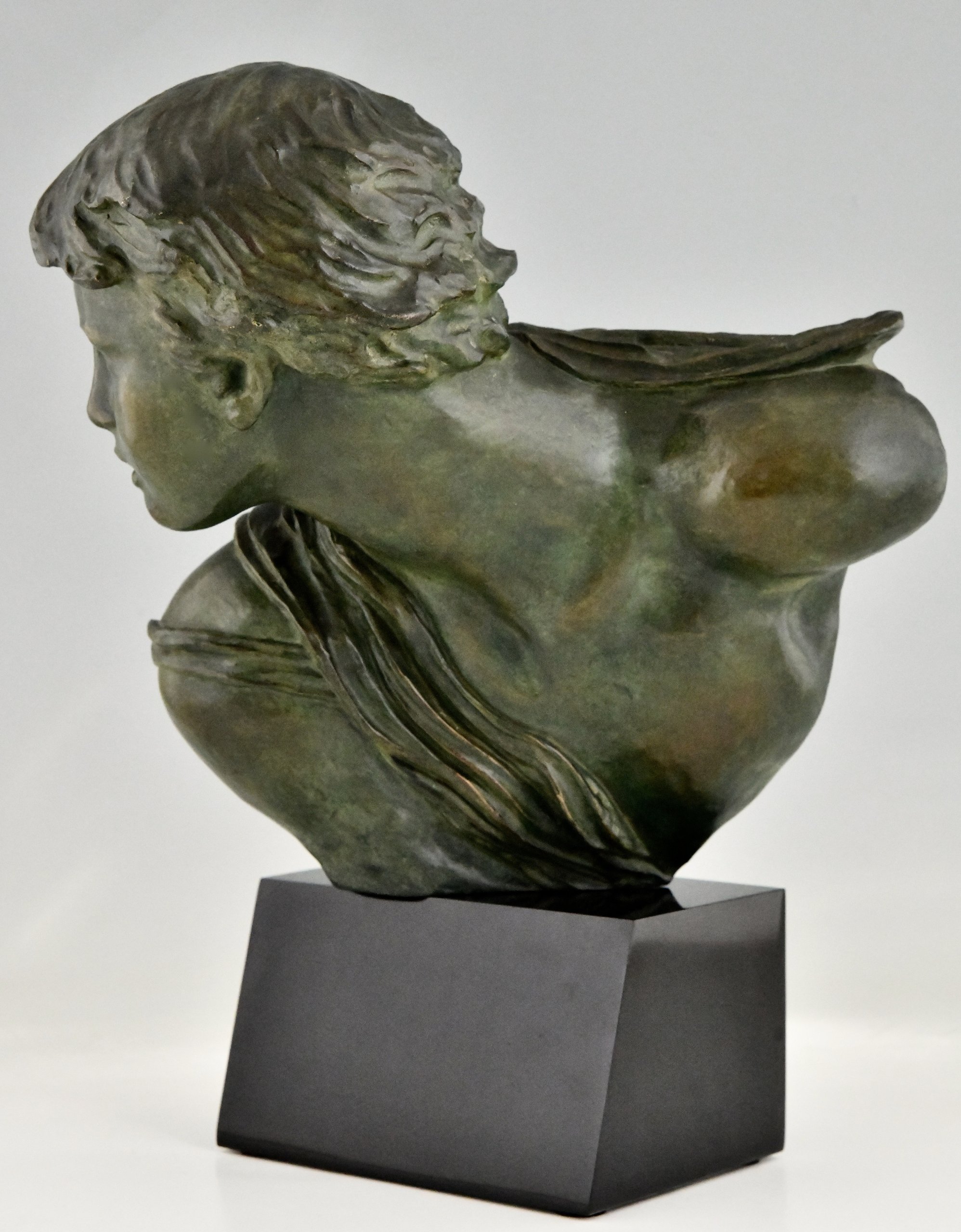 Art Deco bronzen sculptuur buste van een jongen