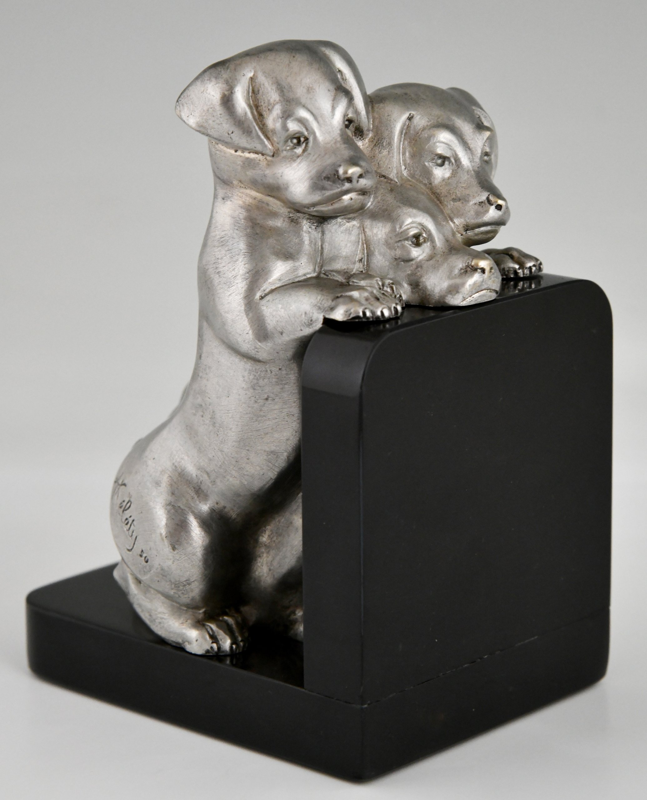 Art Deco Hunden Buchstützen Bronze