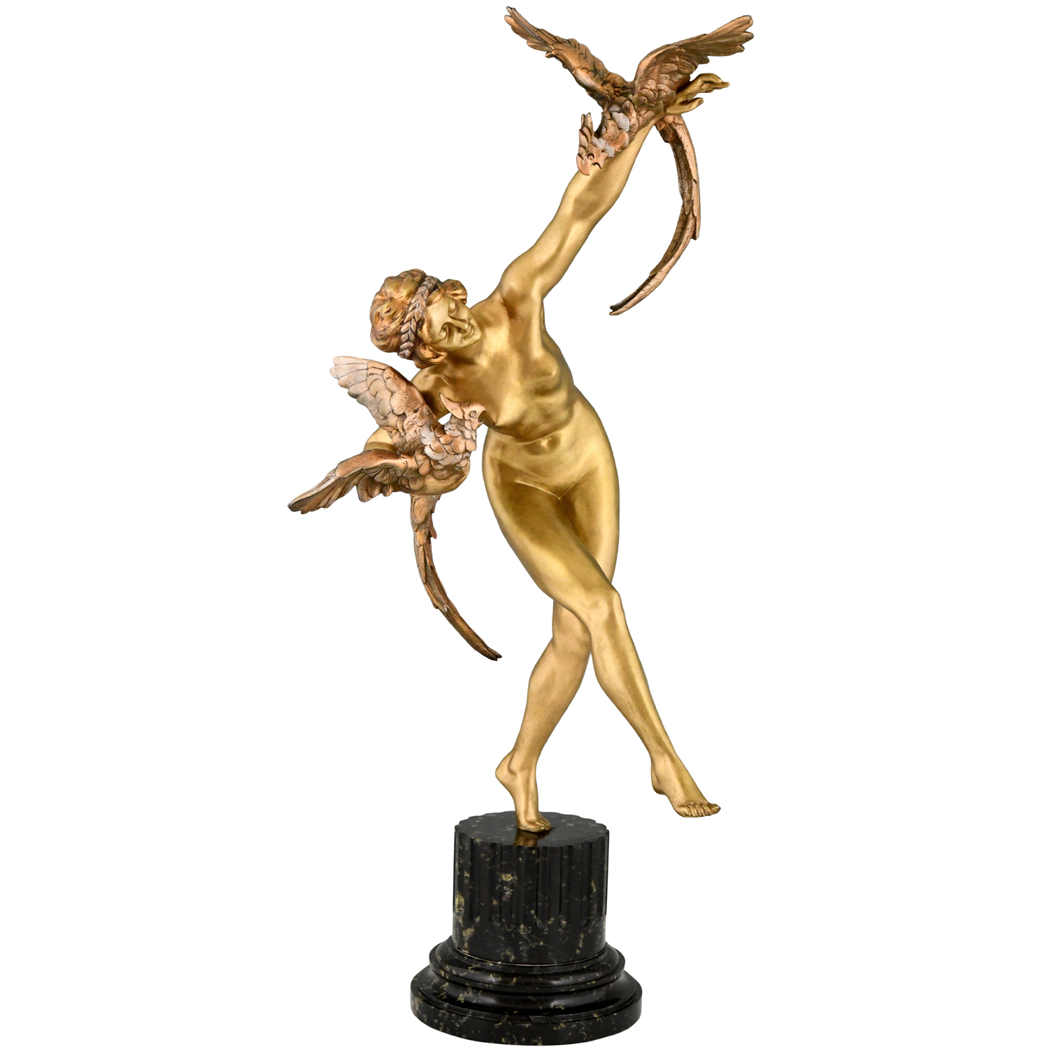 Art bronze nude with parrots 76 - Deconamic