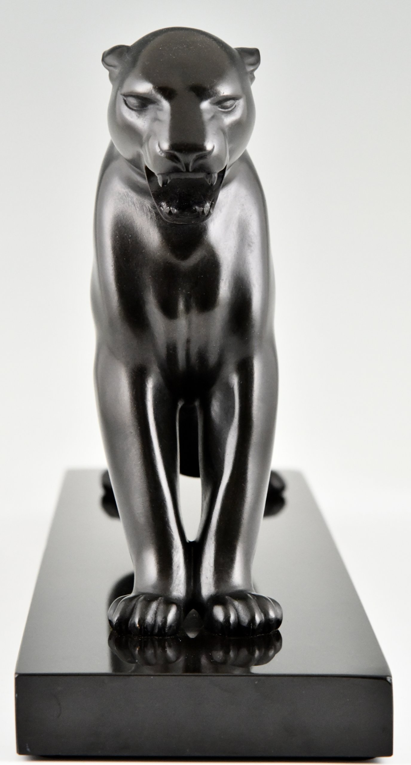 Art Deco bronze sculpture stretching panther