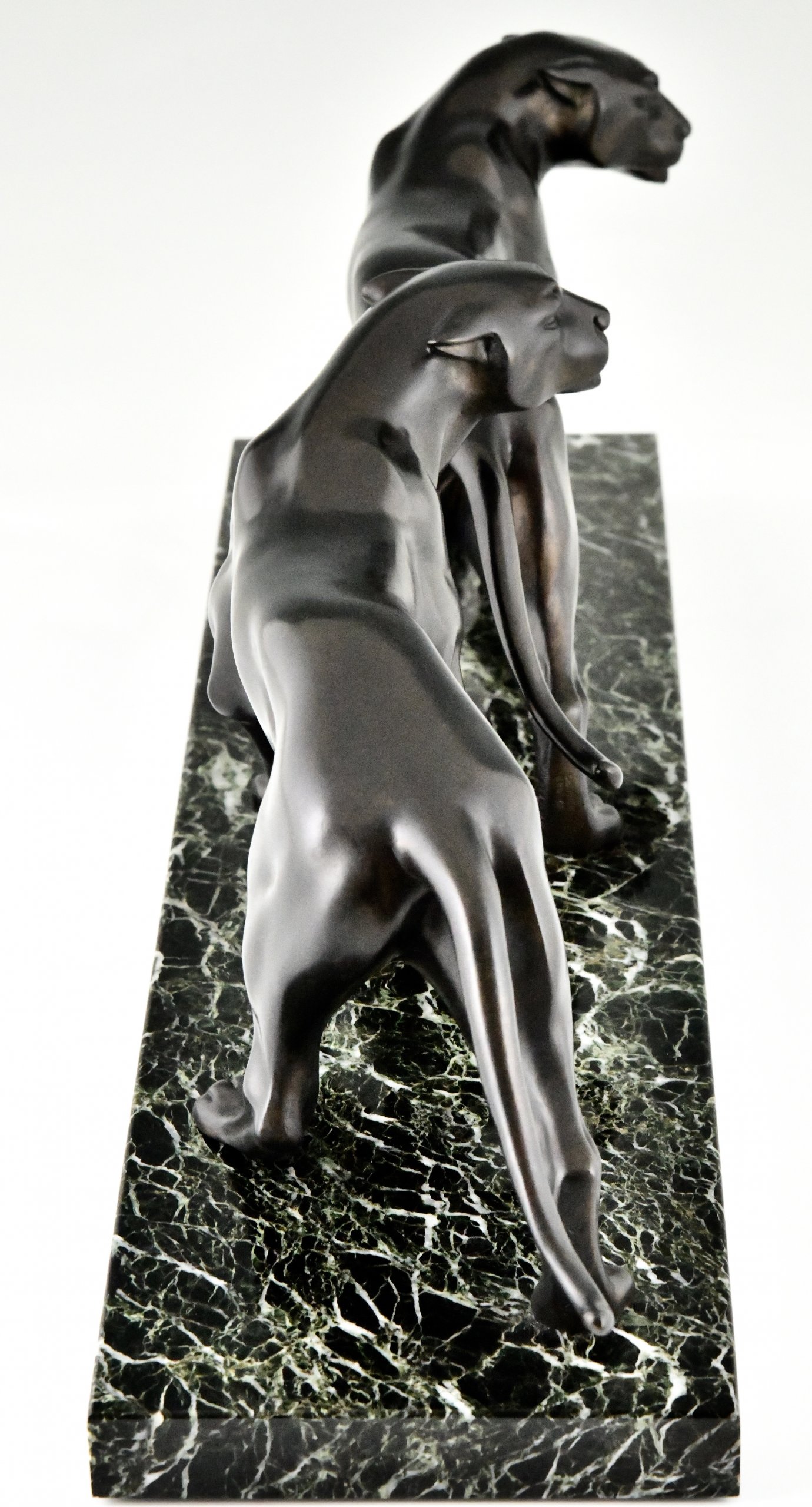 Art Deco bronzen sculptuur twee panters