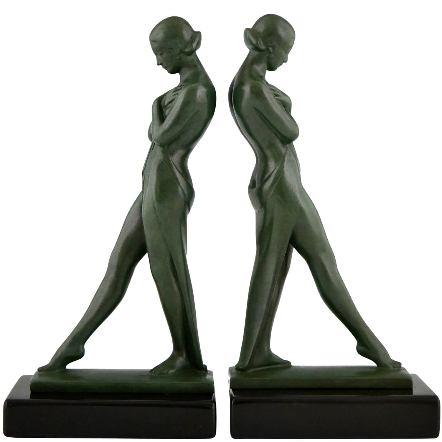 Fayral meditation art deco bookends - 1