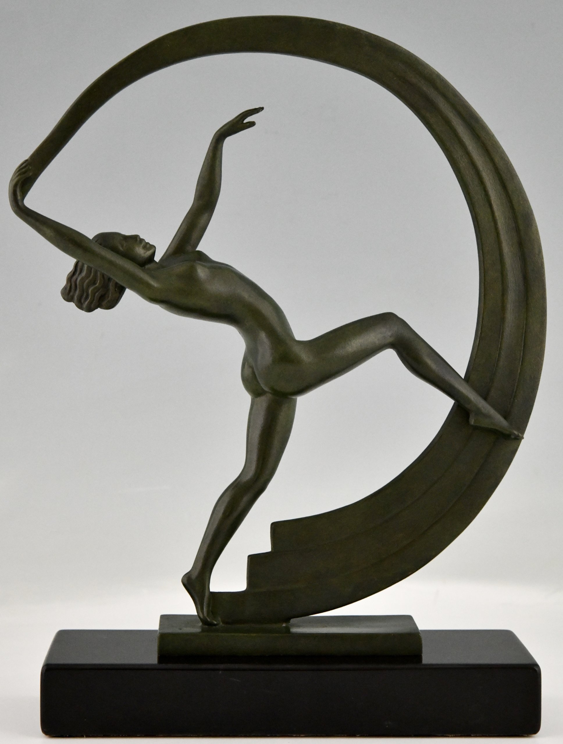 Art Deco Skulptur Akt Schleier Tänzerin Bacchanale