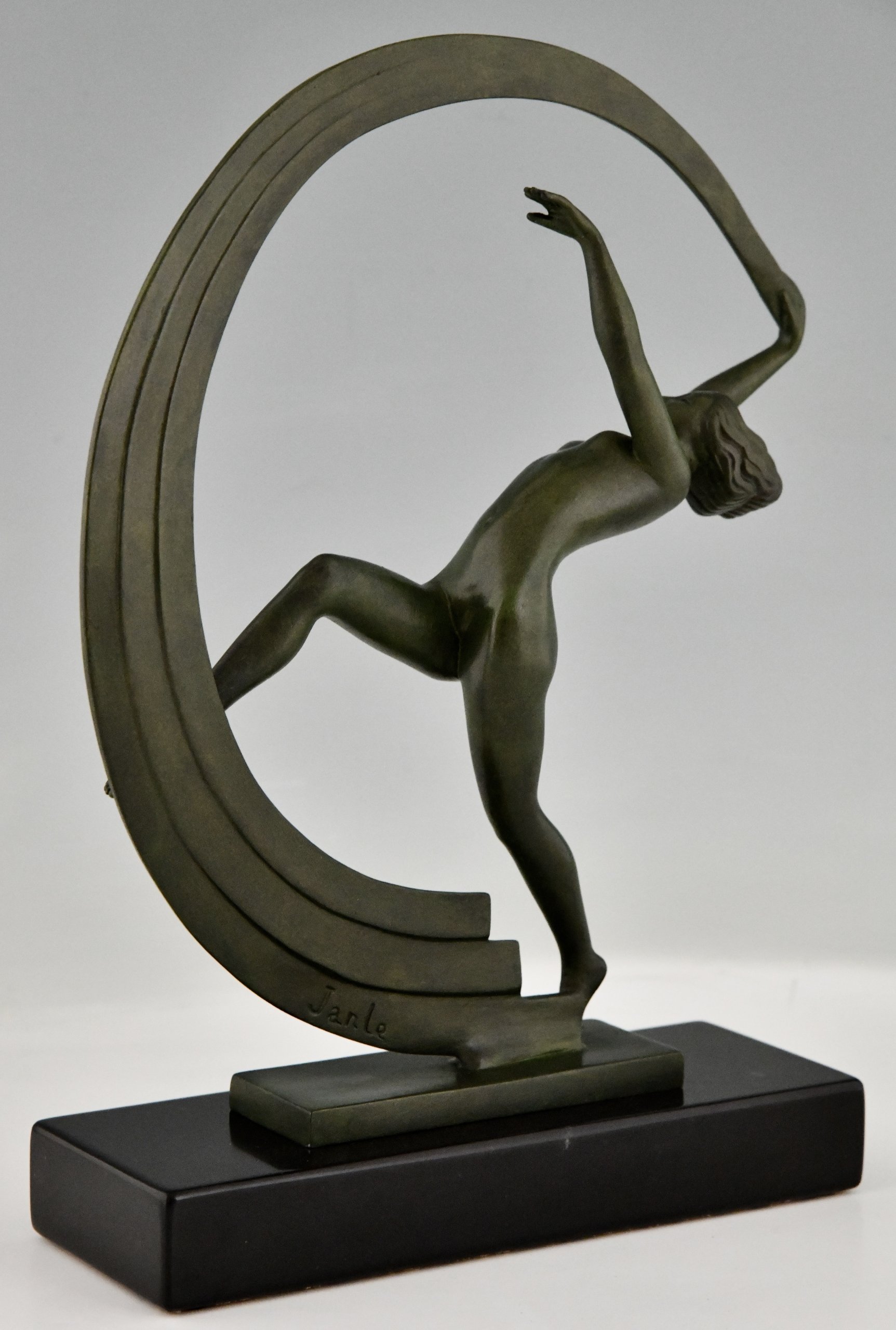 Art Deco sculpture nude scarf dancer Bacchanale