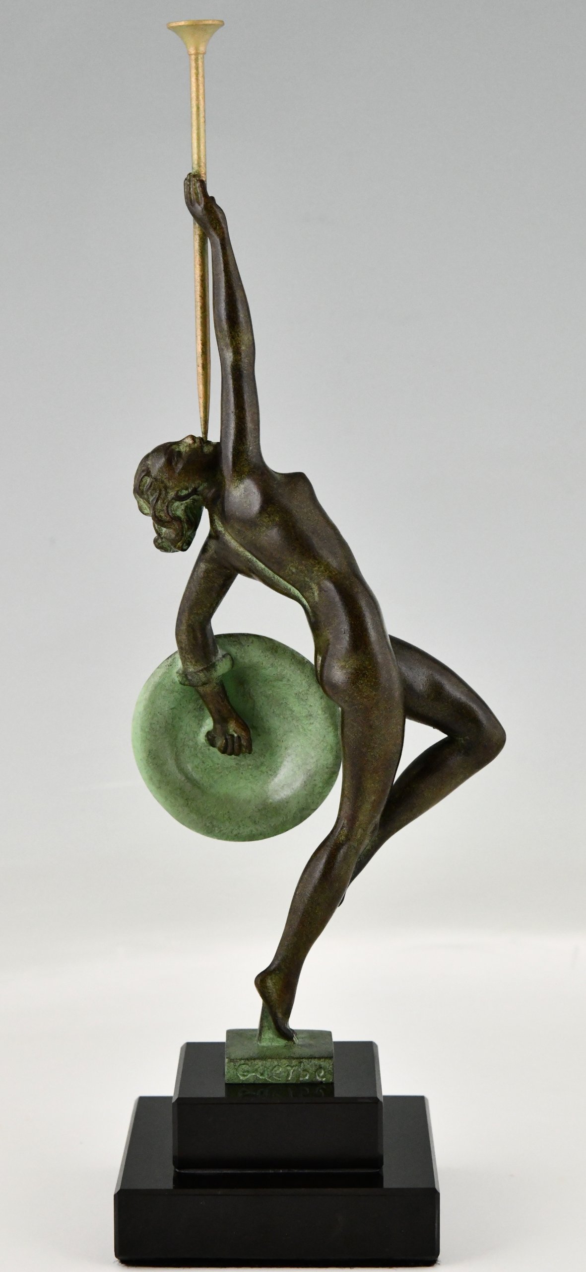 Art Deco style sculpture JERICHO nude with trumpet