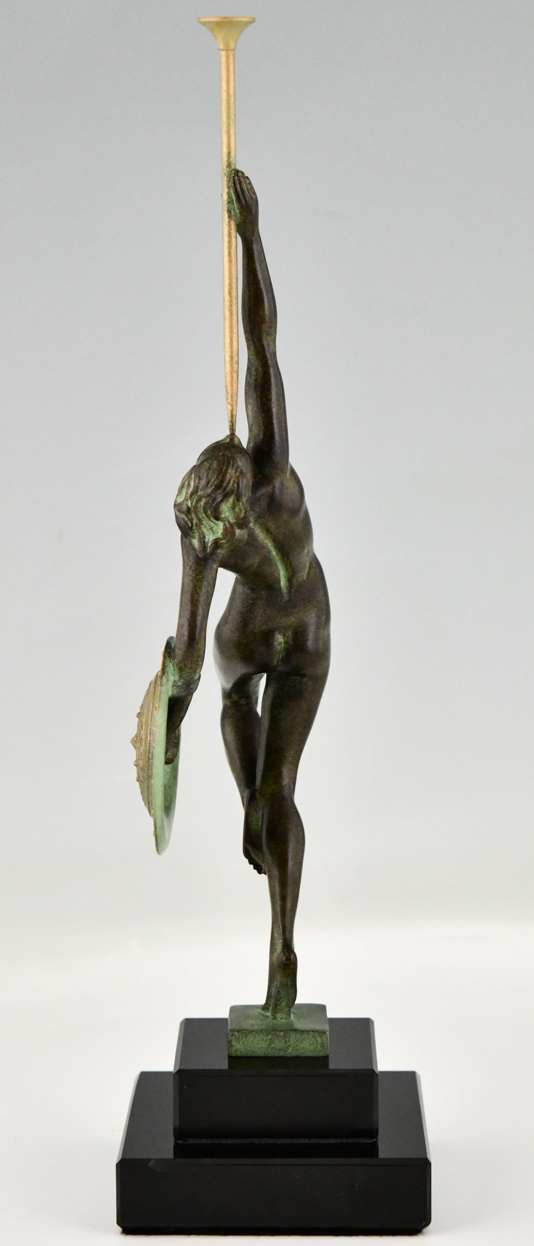 Art Deco style sculpture JERICHO nude with trumpet