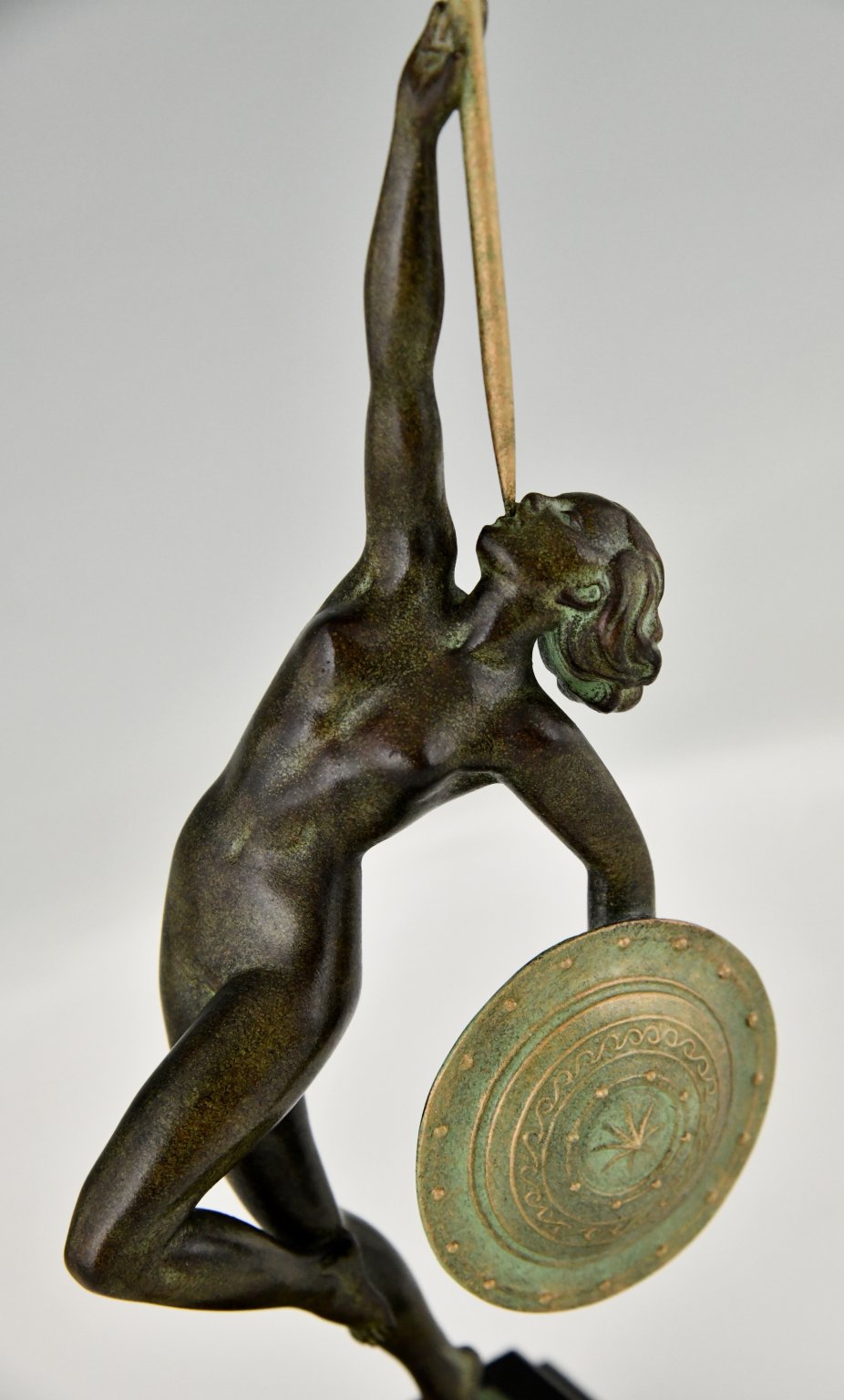 Art Deco style sculpture JERICHO nude with trumpet - Deconamic