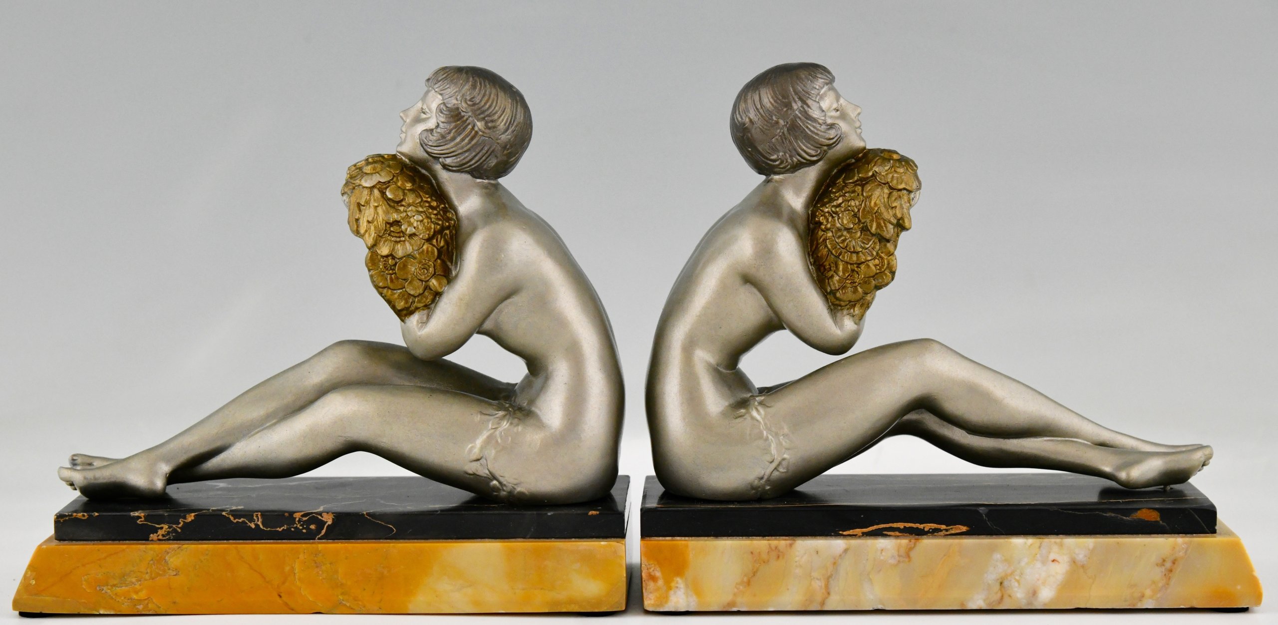 Art Deco bookends with seated nudes