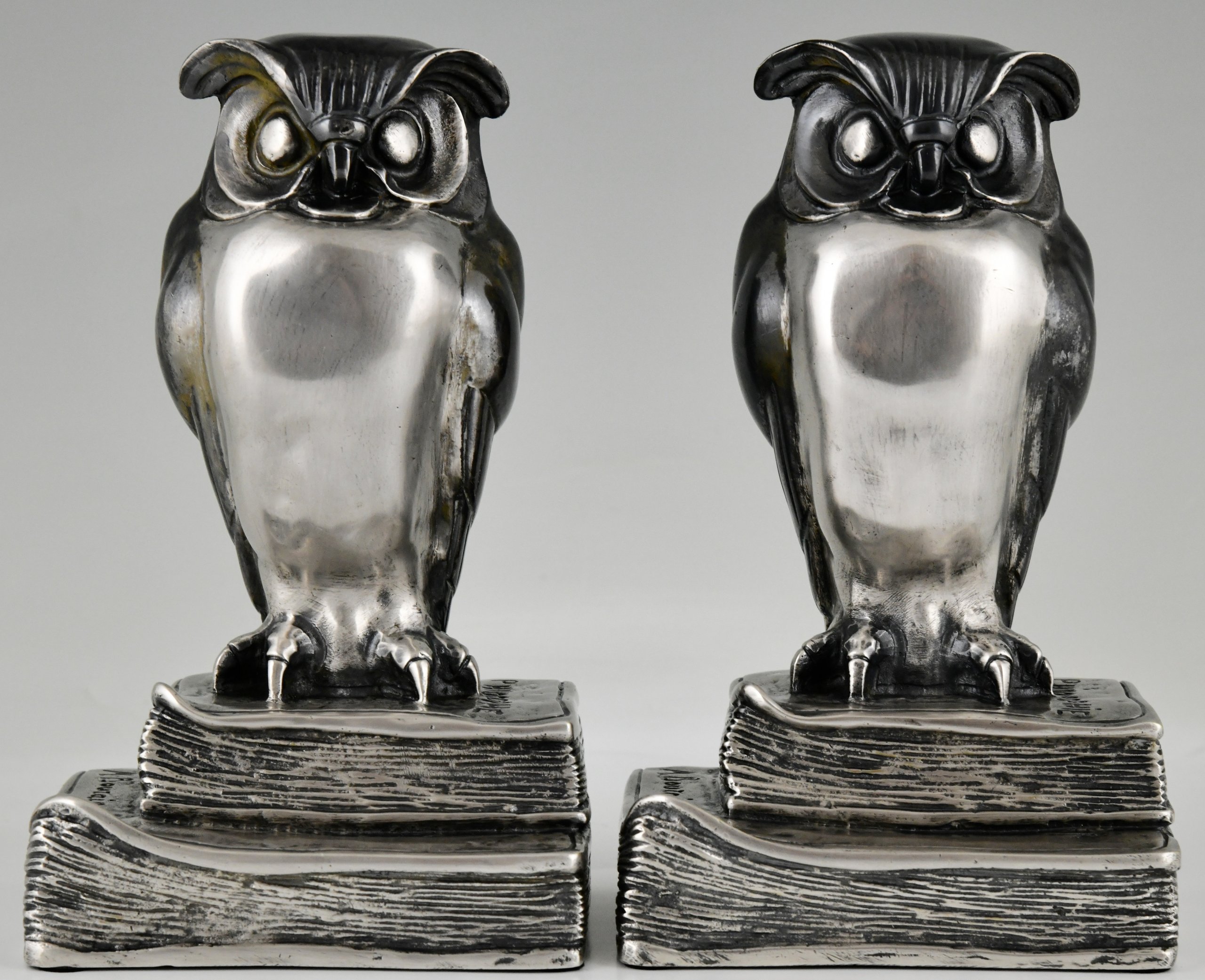 Art Deco bronze bookends owls on books  Meditation.