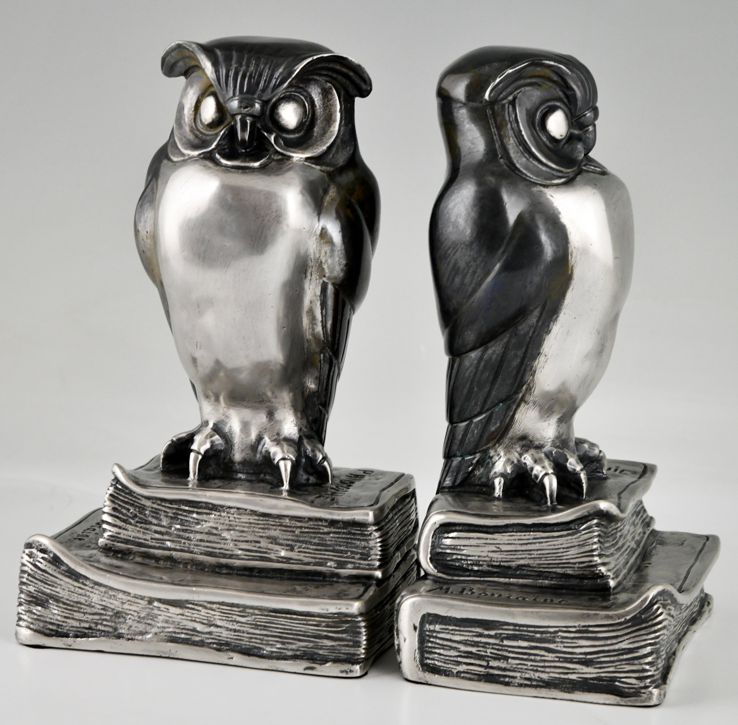 Art Deco bronze bookends owls on books  Meditation.