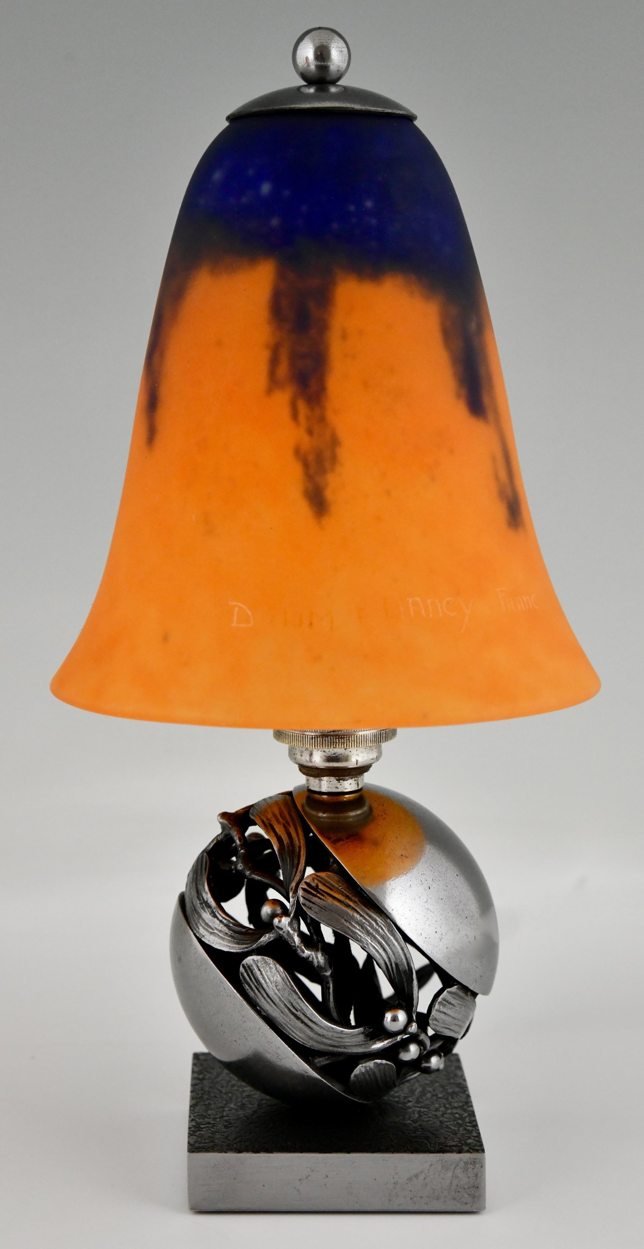 Paar Mistletoe of Boule de Gui Art Deco tafellampen