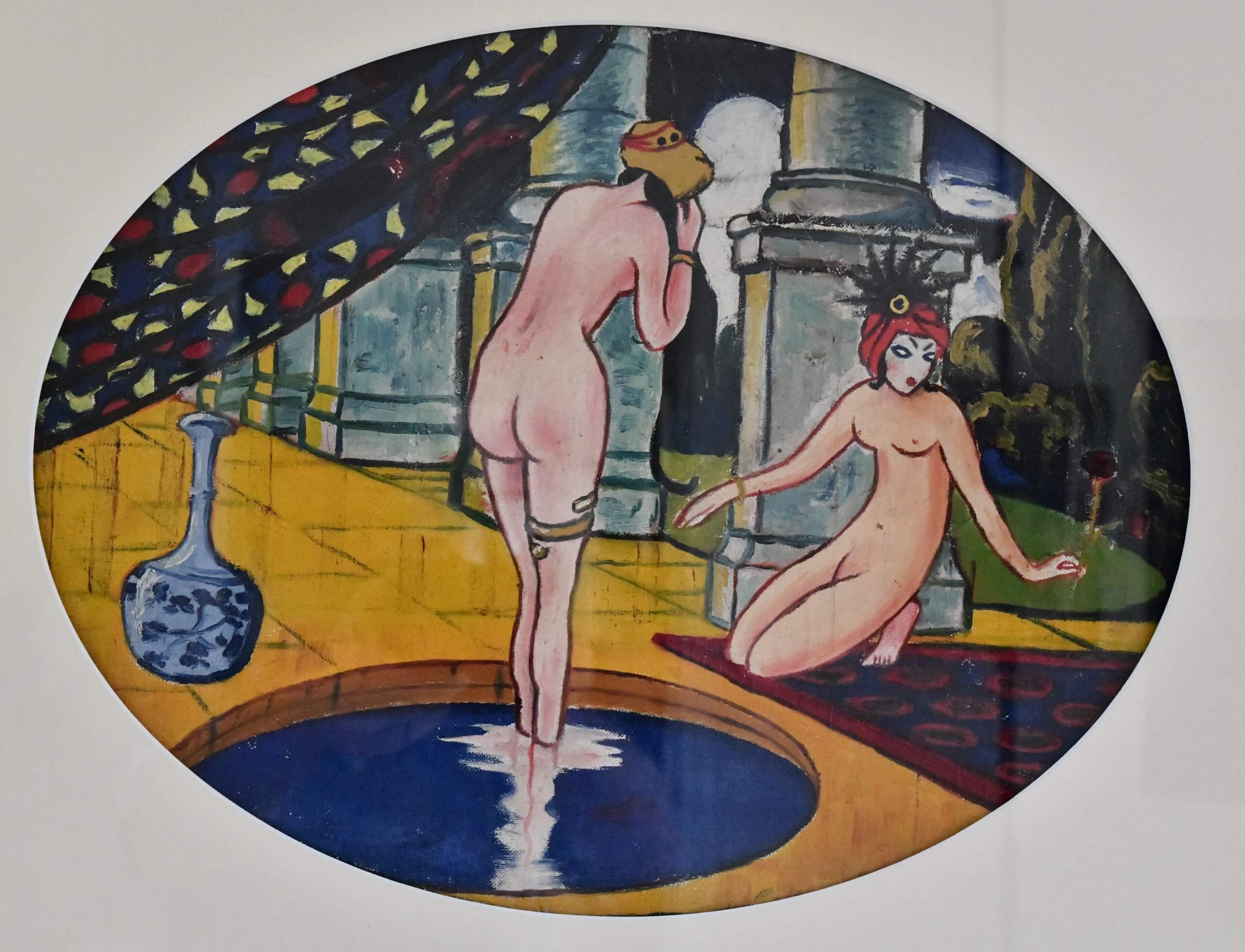 Art Deco painting with nudes.