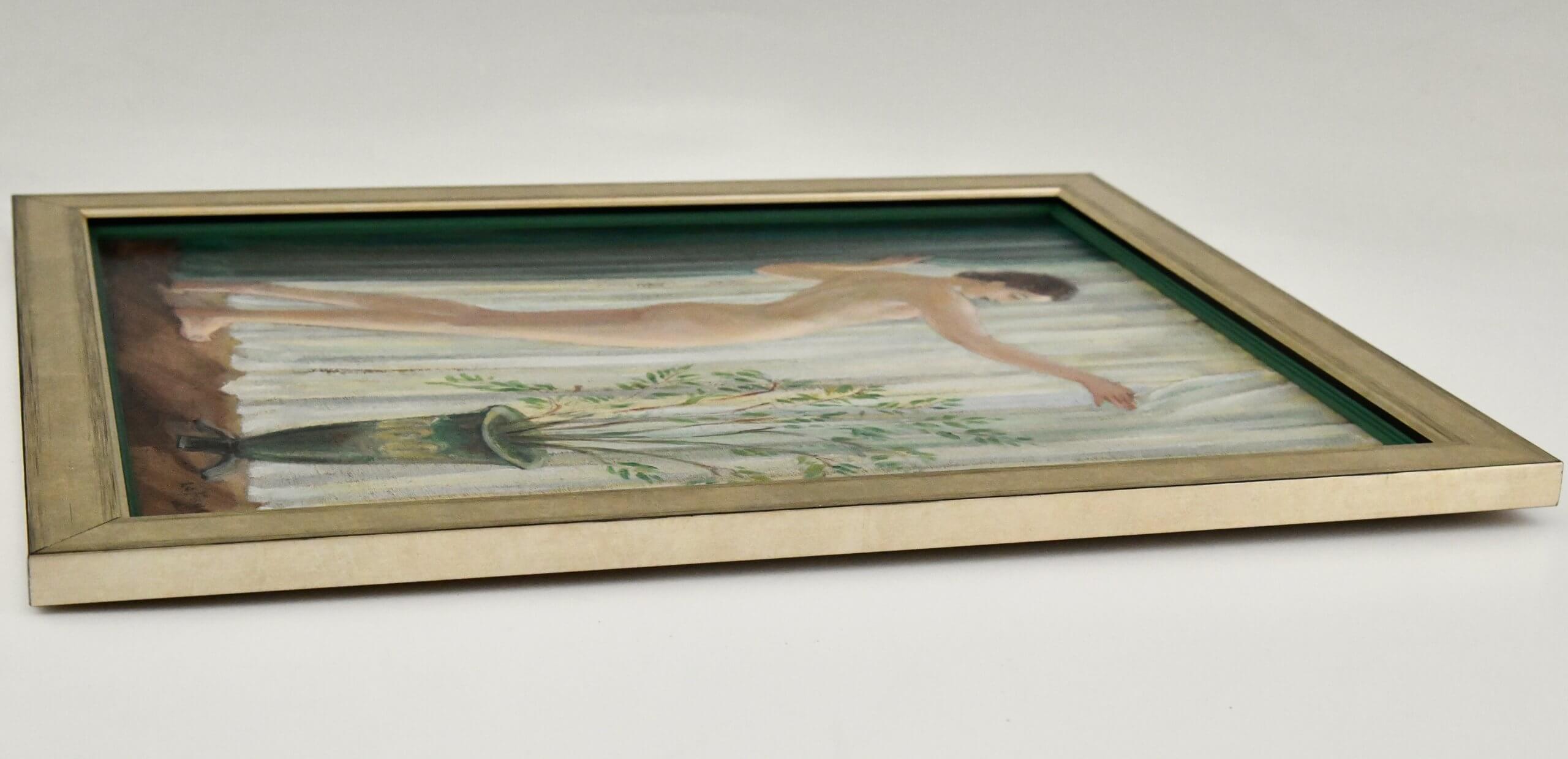 Art Deco painting with nude.